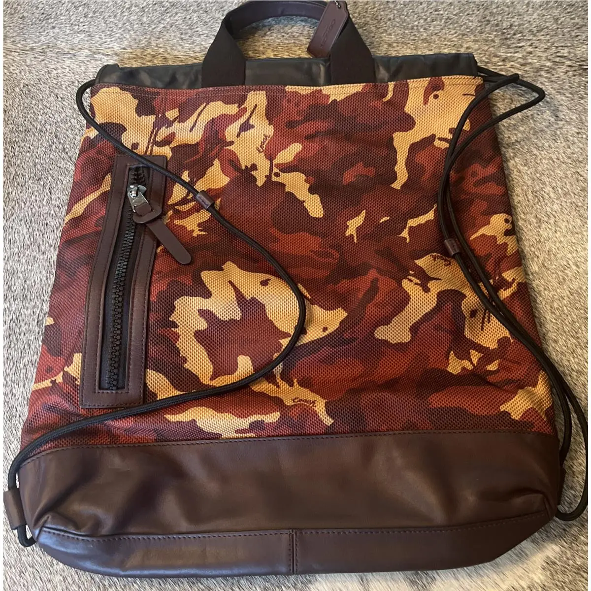 Coach Terrain Drawstring Backpack Rust Camo