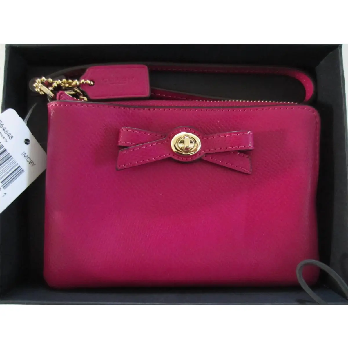 Coach F64648 Turnlock Small Wristlet W/bow Cranberry in Gift Box