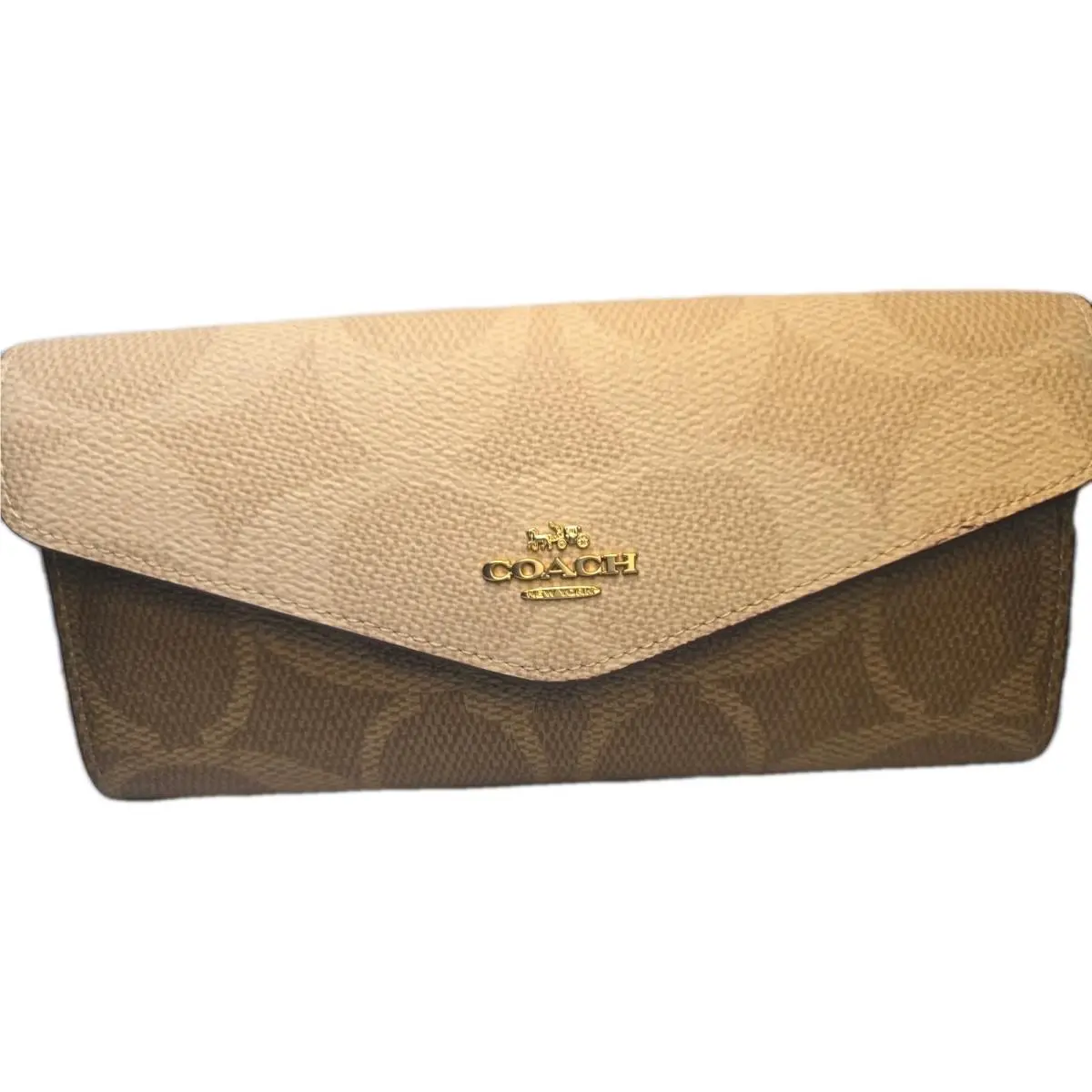 Coach Long Wallet CB121 4x8.25 In Sand Tan W/ Over-shoulder Strap