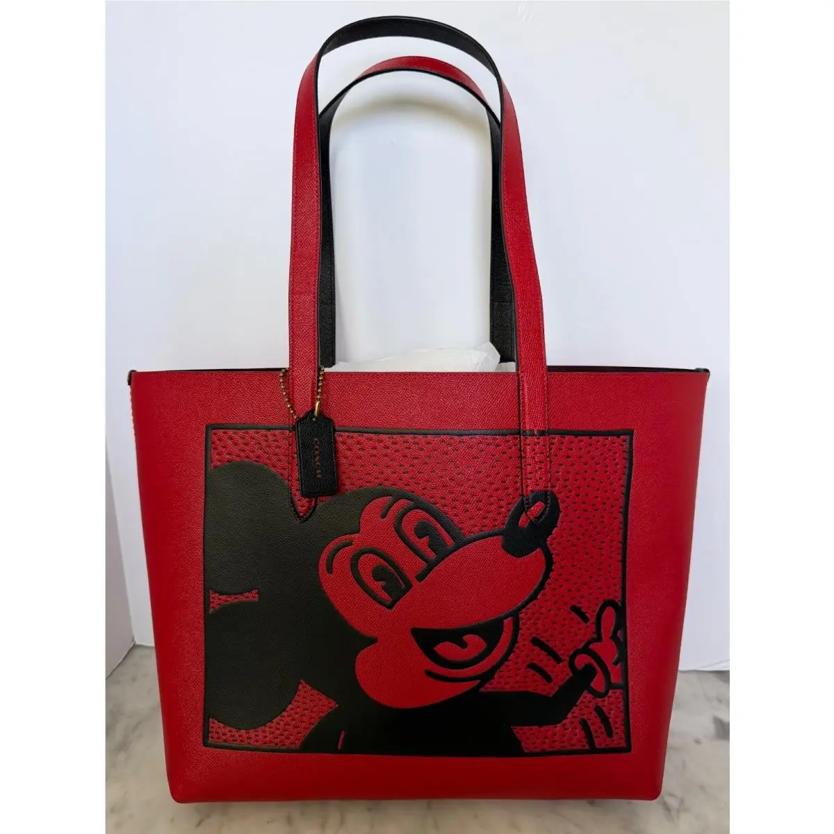 Disney Mickey Mouse X Keith Haring Highline Tote Red by Coach