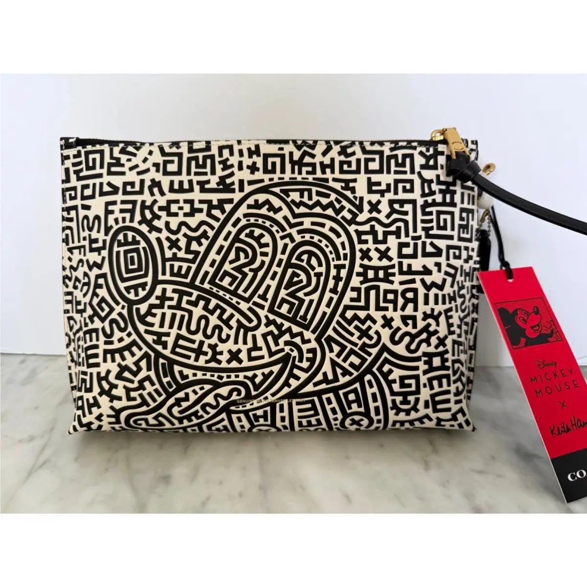 Coach Disney Mickey Mouse X Keith Haring Academy Pouch Black/white