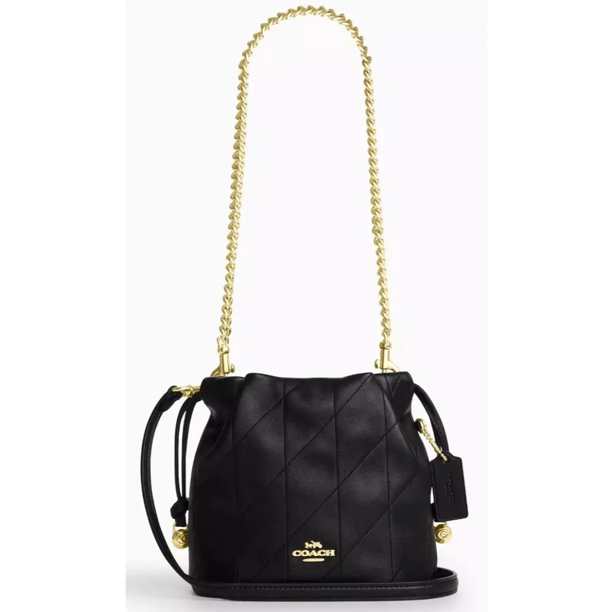 Coach Faye Mini Drawstring Shoulder X-body Bag W/quilting CDB69 Black / Gold