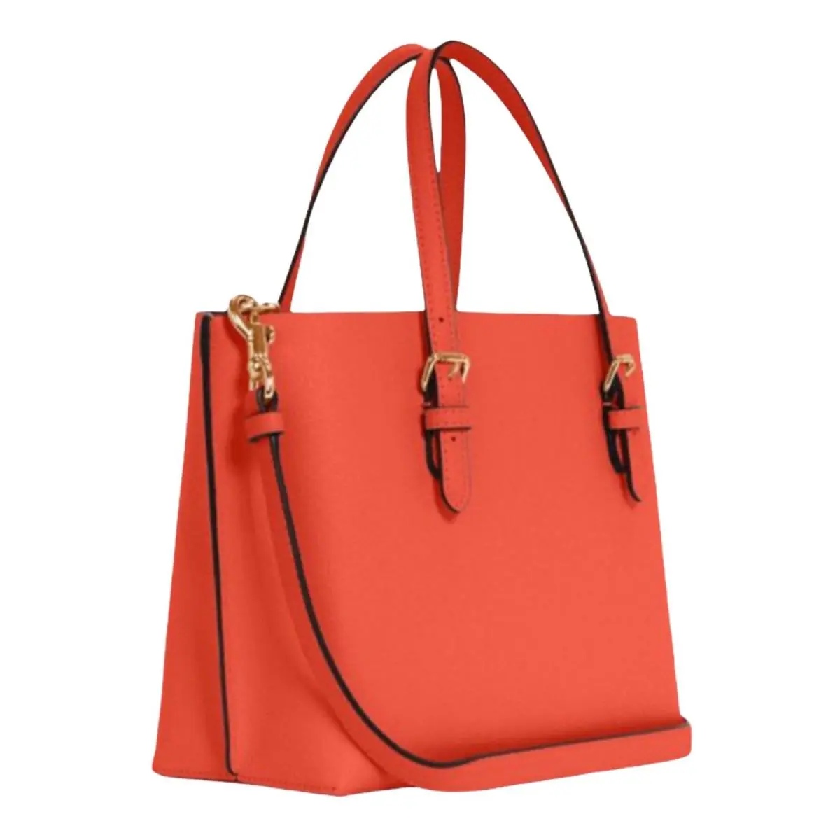 Coach C4084 Mollie Tote 25 in Double Face Crossgrain Leather Mango/wine Bag