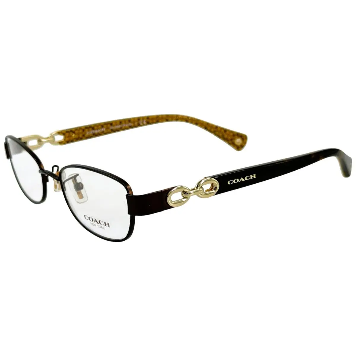 Coach HC5054 Faina Womens Metal Eyeglass Frame 9187 Satin Brown Tort Gold 49-17