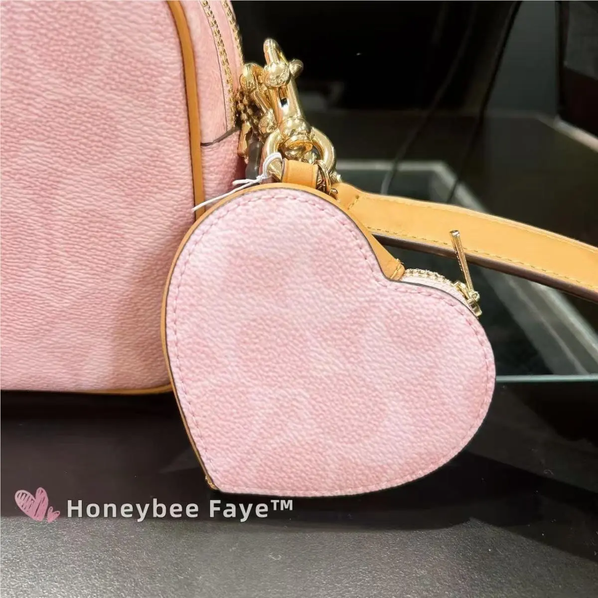 Coach Powder Pink Heart Bag Charm CEA22
