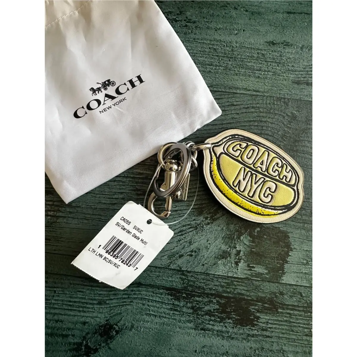 Coach Lemon Bag Charm in Silver/garden Glade Multi Smooth Leather