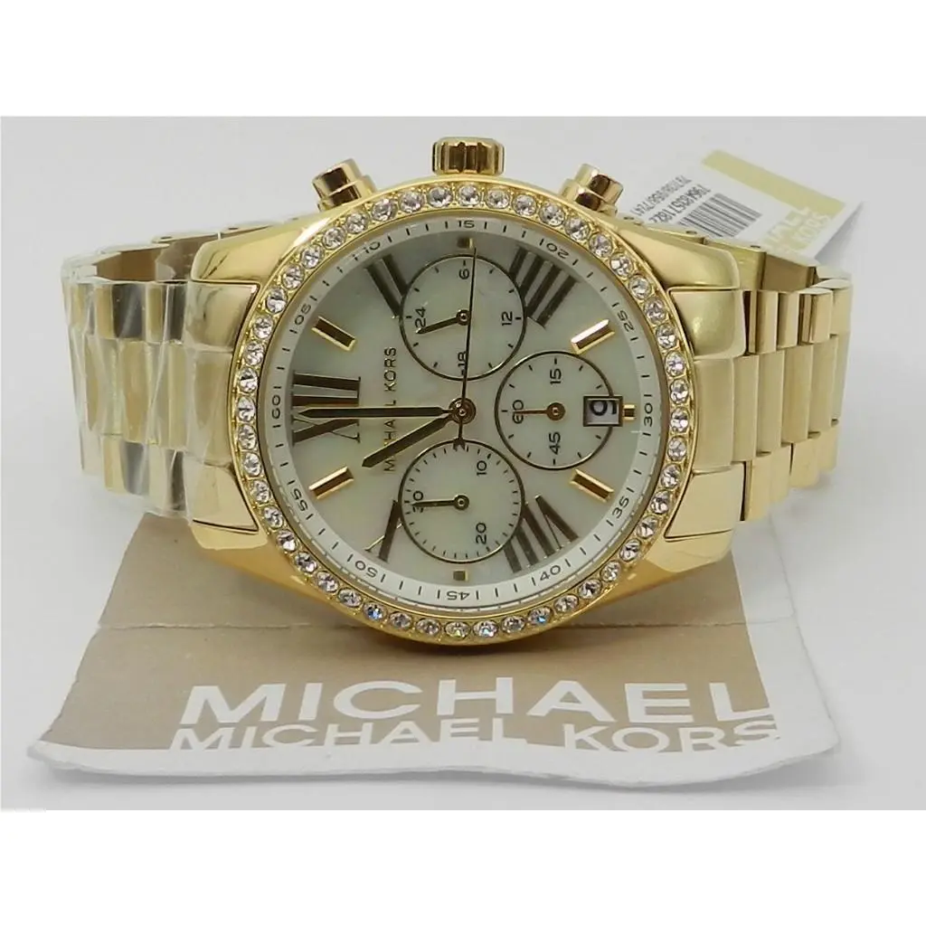 Michael Kors Women`s Lexington Lux Chronograph Gold-tone Stainless Steel Watch