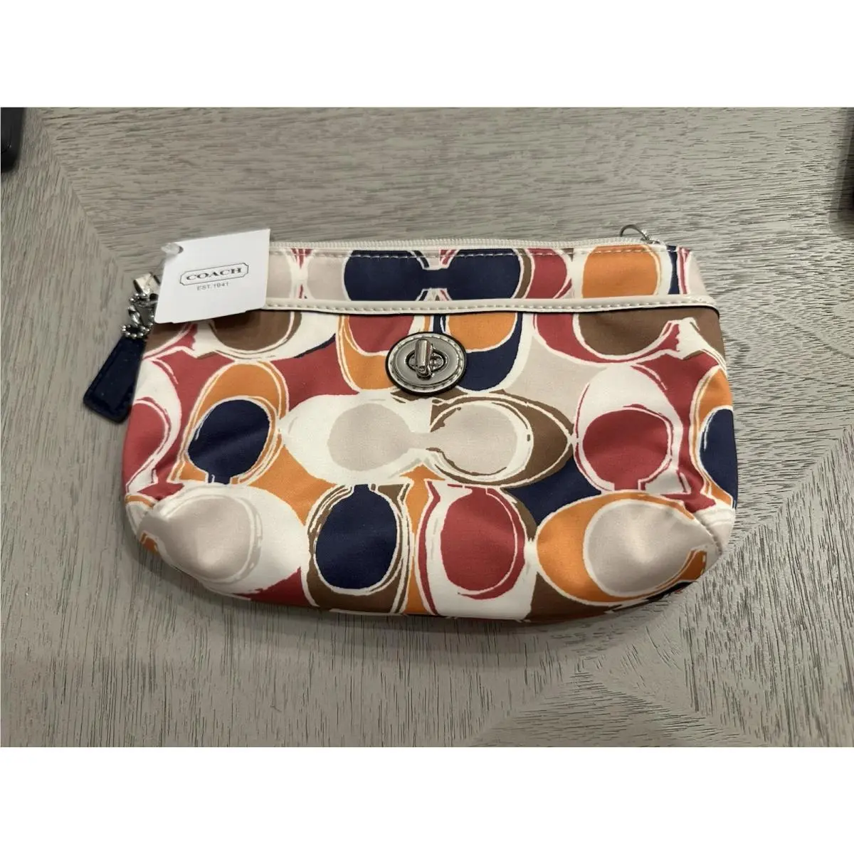 Coach Multicolor Signature C Sateen Turnlock Wristlet Pouch Wallet Purse F49579