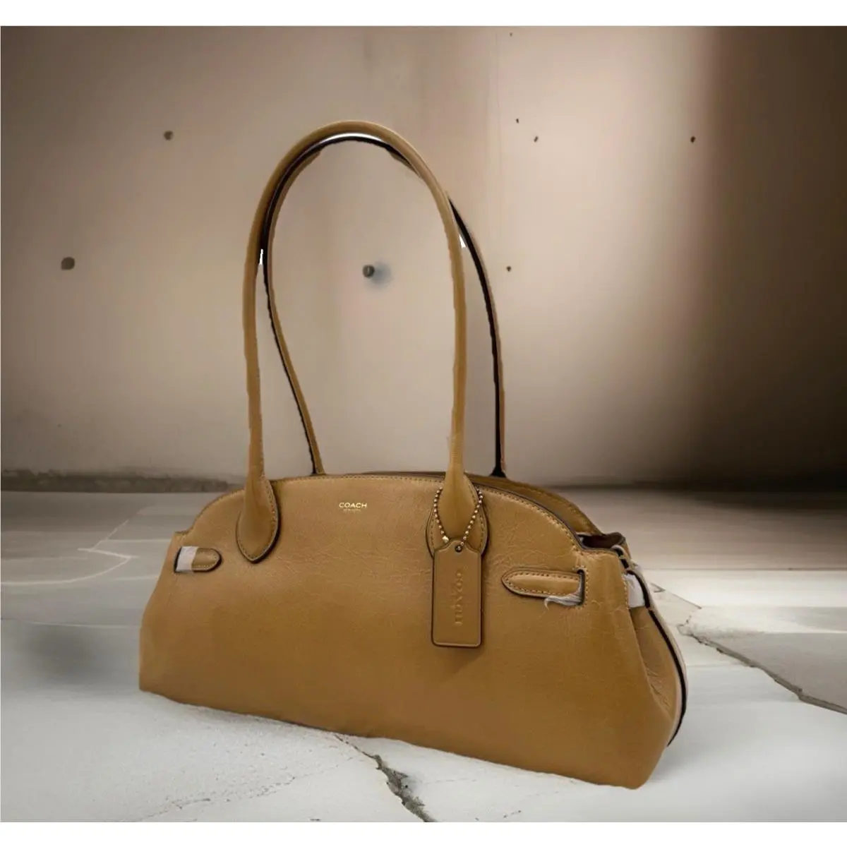 Coach Empire 34 Glazed Leather Carryall Top Handle Bag In Honey Brown