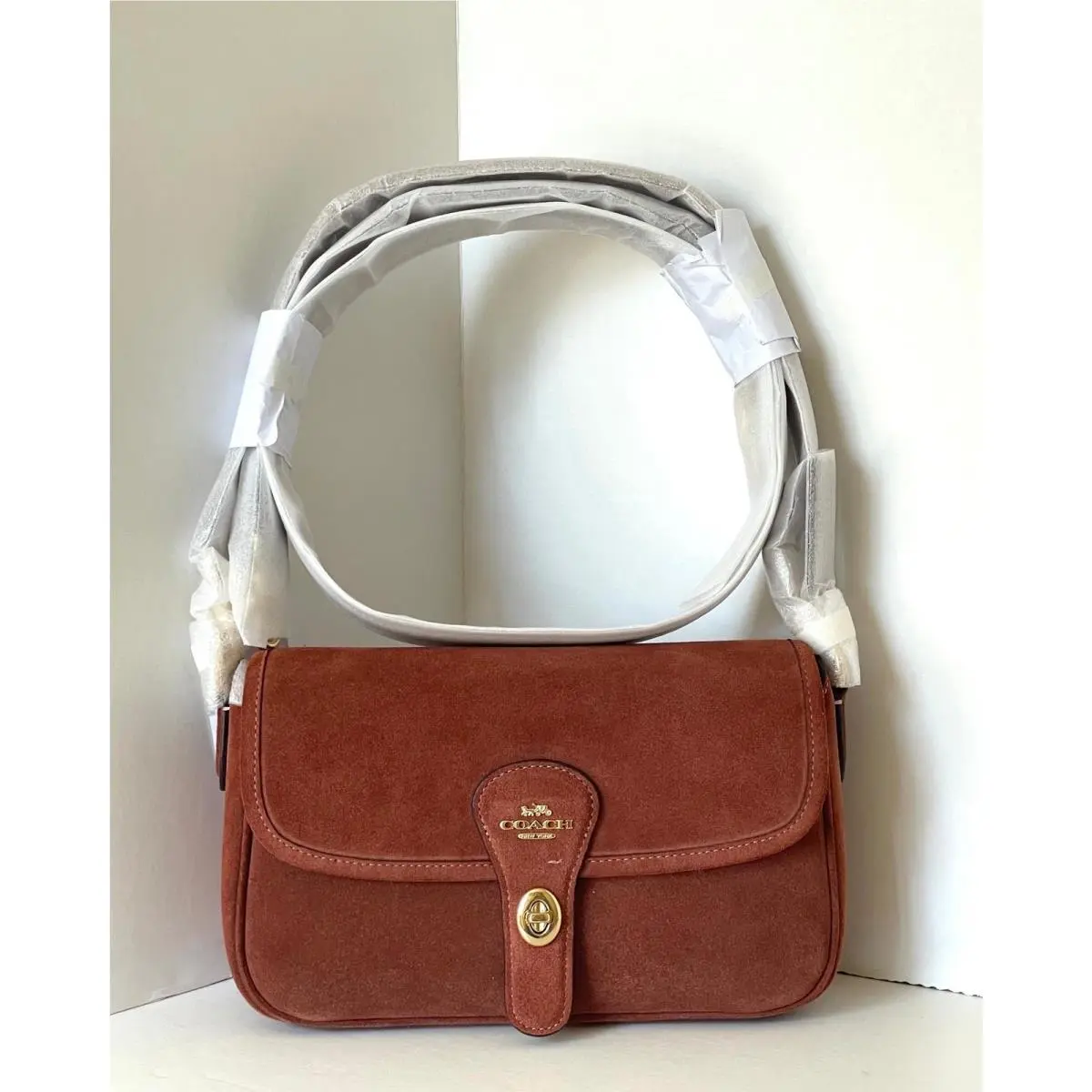 Coach Hadley Convertible Crossbody Bag CEB10 Suede Leather Gold Clay