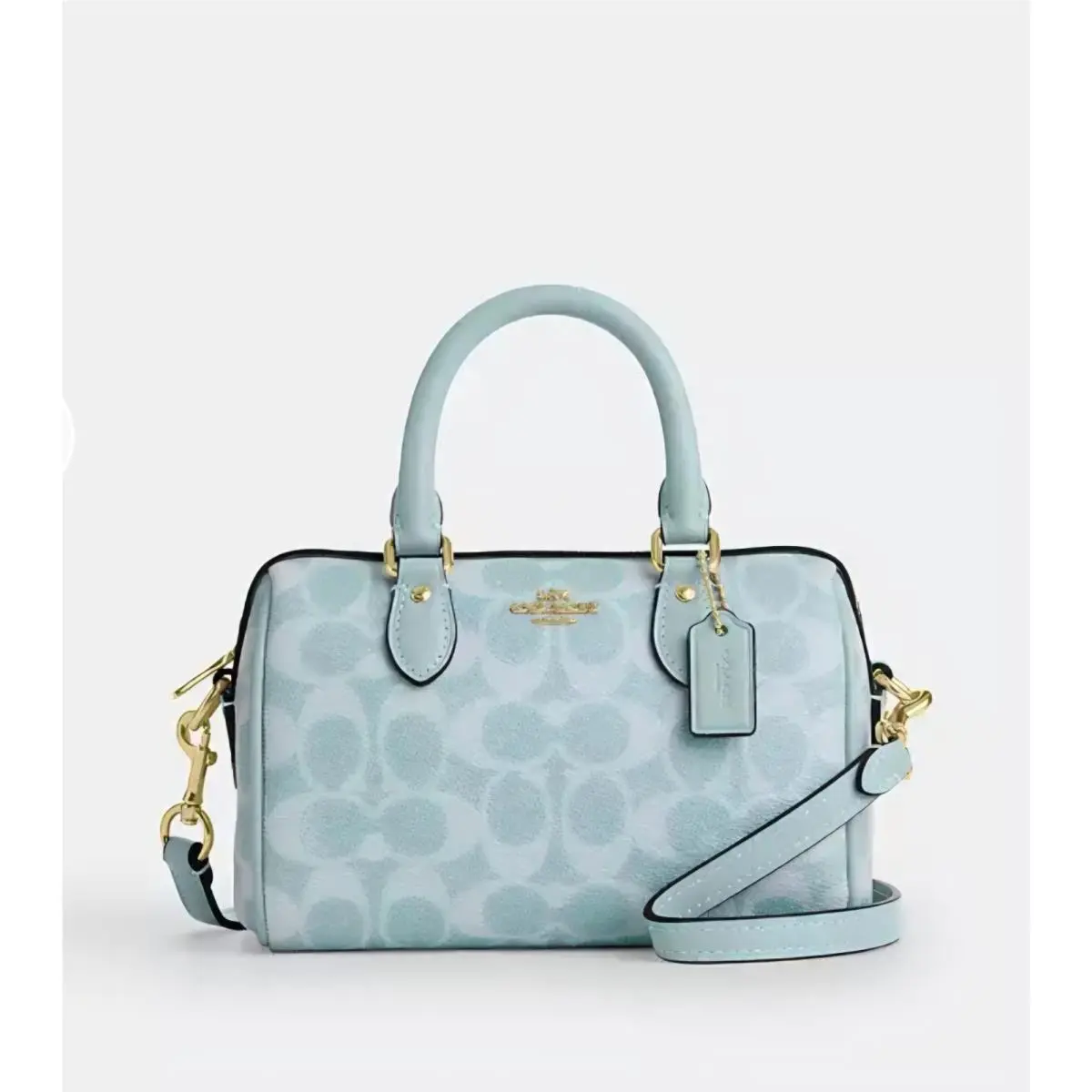 Mini Rowan Crossbody Bag Signature Canvas Light Blue CEY63 by Coach