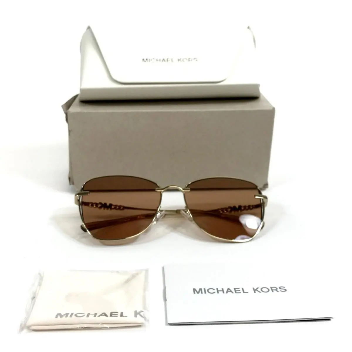 Sunglasses MK1158D Beijing 101403 Light Gold with Light Brown Solid by Michael Kors