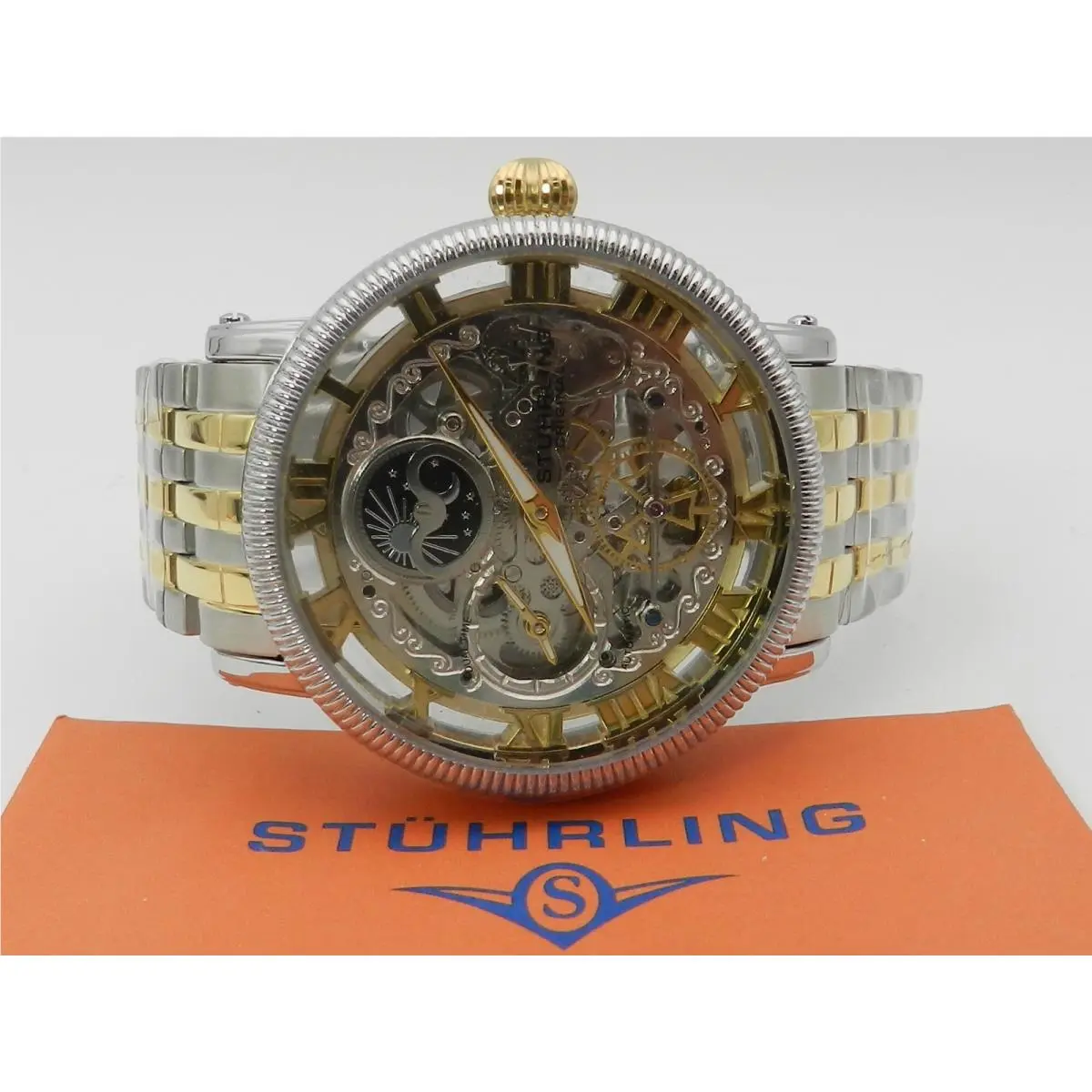Stuhrling 3922 Men`s Skeleton Automatic Stainless Steel Link Watch