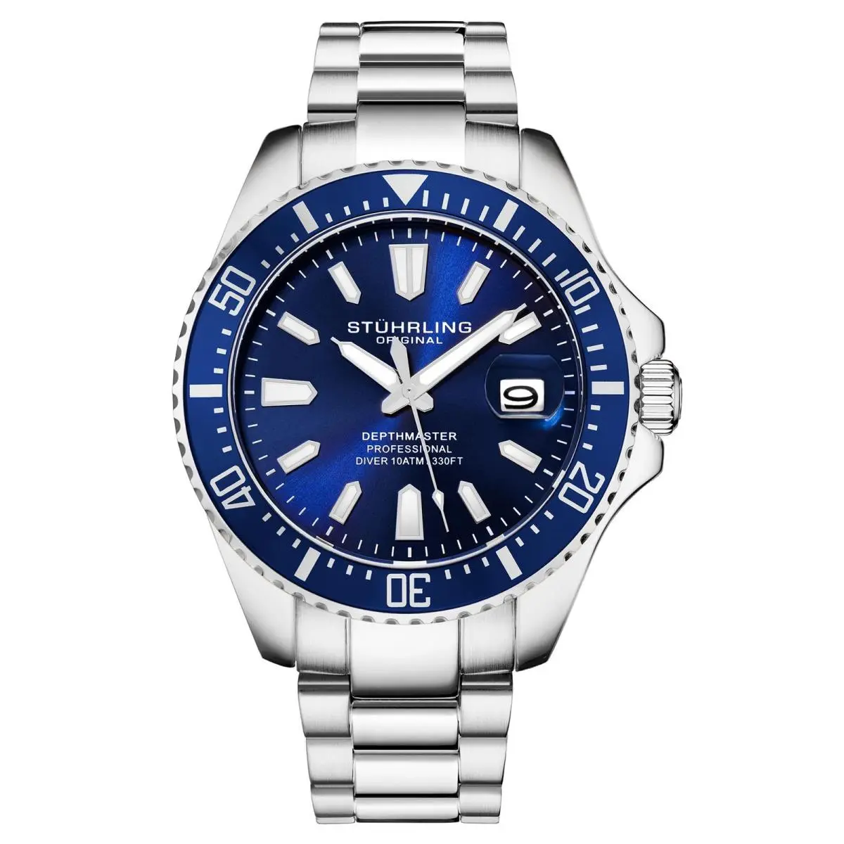 Stuhrling Original Men`s Watches Pro Dive Watch Sports with 42mm Blue