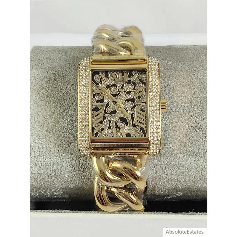 Emery Leopard Glitz Gold Chain Watch MK7437 Box by Michael Kors