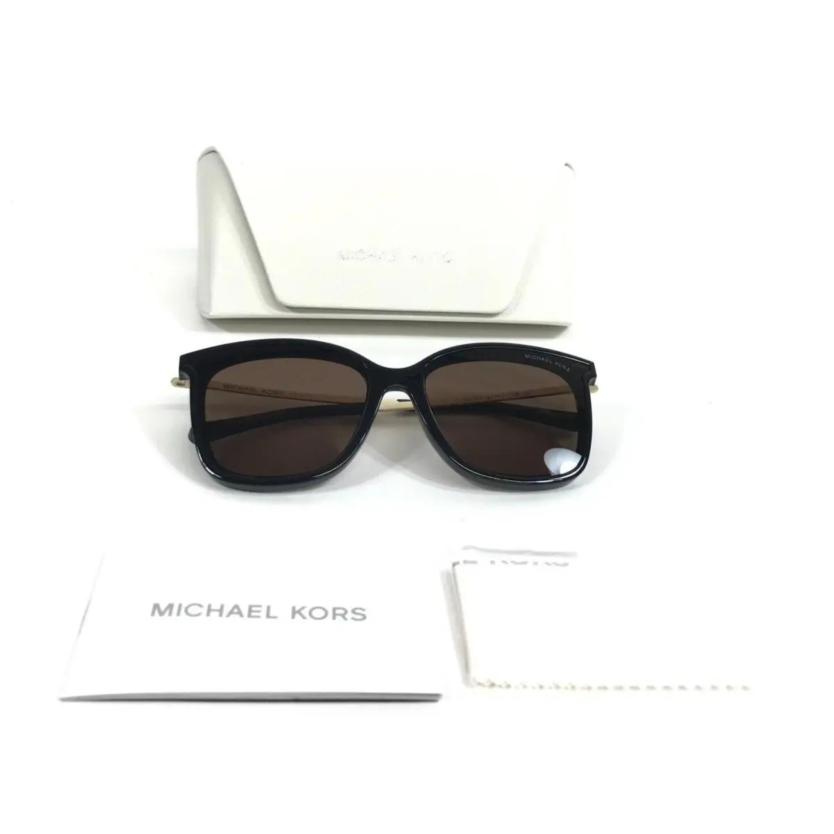 Sunglasses MK2079U Zermatt 333273 Black Cat Eye Brown Solid Lenses by Michael Kors