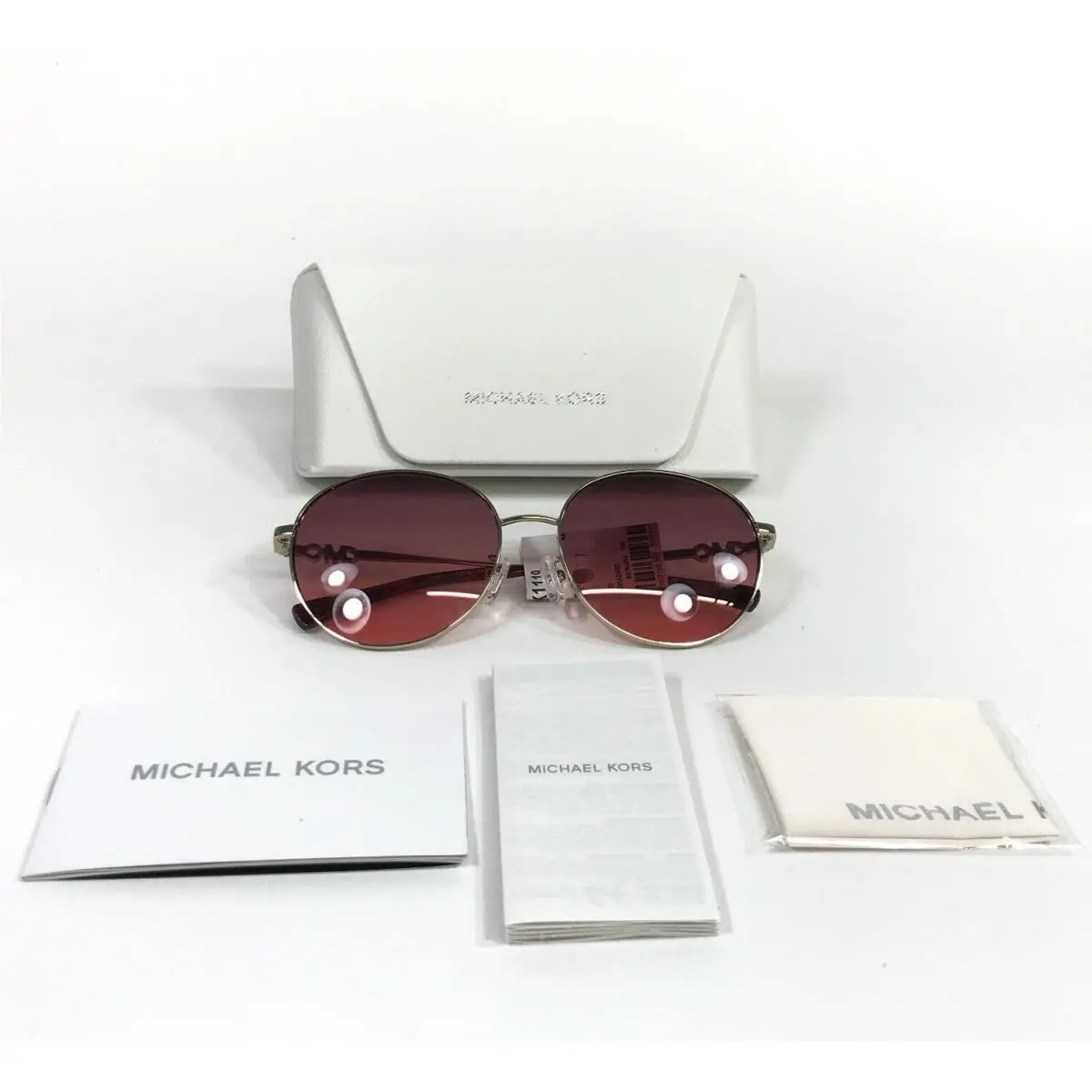 Michael Kors Sunglasses MK1119 Alphine 101420 Gold Round Pink w/ Gradient Lenses