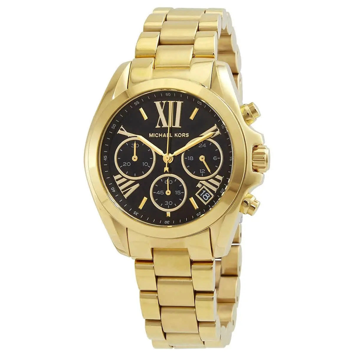 Michael Kors MK6959 Bradshaw Black Dial 36 mm Women`s Watch - Gold-tone, Dial: Black, Band: Gold-tone