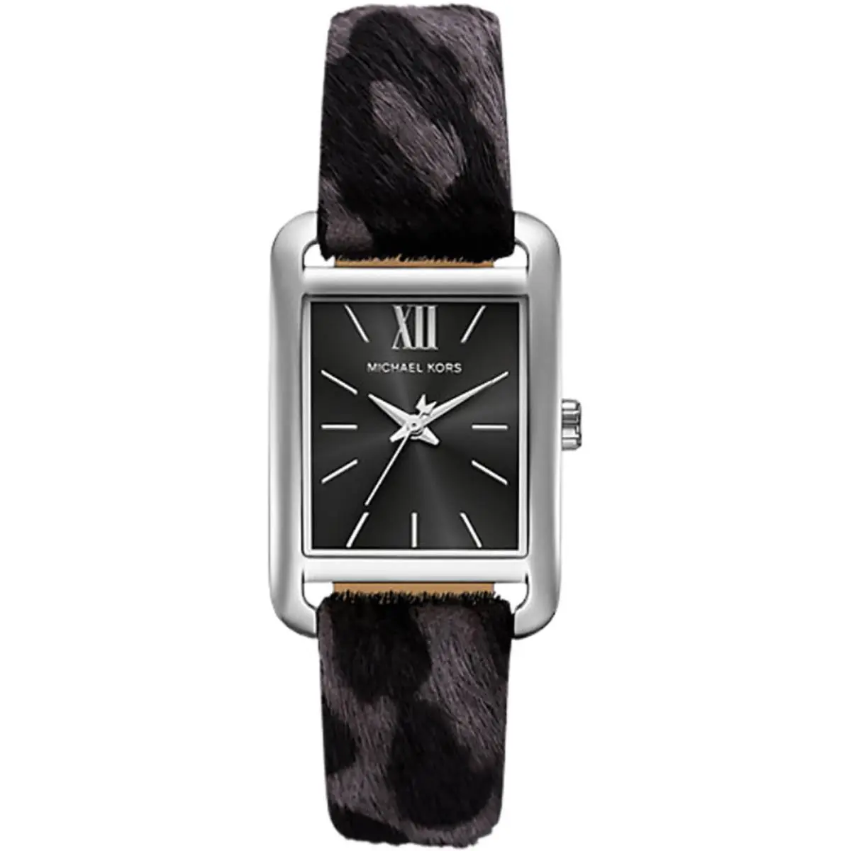 Michael Kors Women`s Watch Monroe Quartz Black and Grey Calf Hair Strap MKO1199