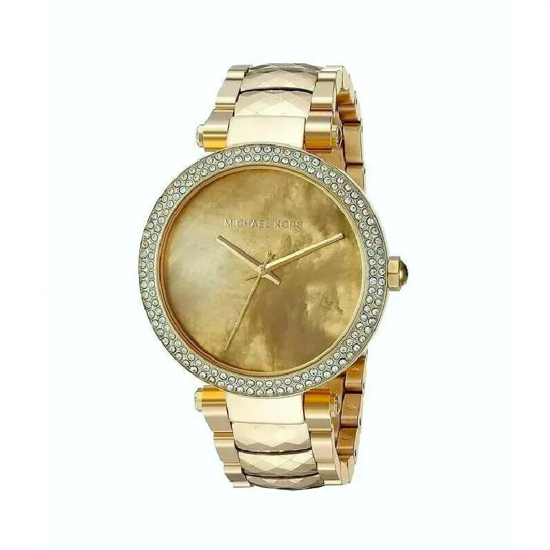 Michael Kors Parker Gold Tone Stainless Steel Glitz Midsize Mop Watch MK6425