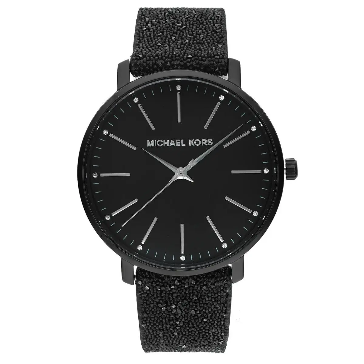 Michael Kors Pyper Black Steel Black Dial Leather Strap Ladies Watch MK2885