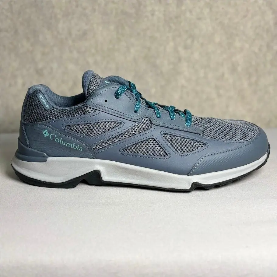 Columbia Hiking Shoes Womens 9 Grey Teal Waterproof Omni-tech Trail Sneakers