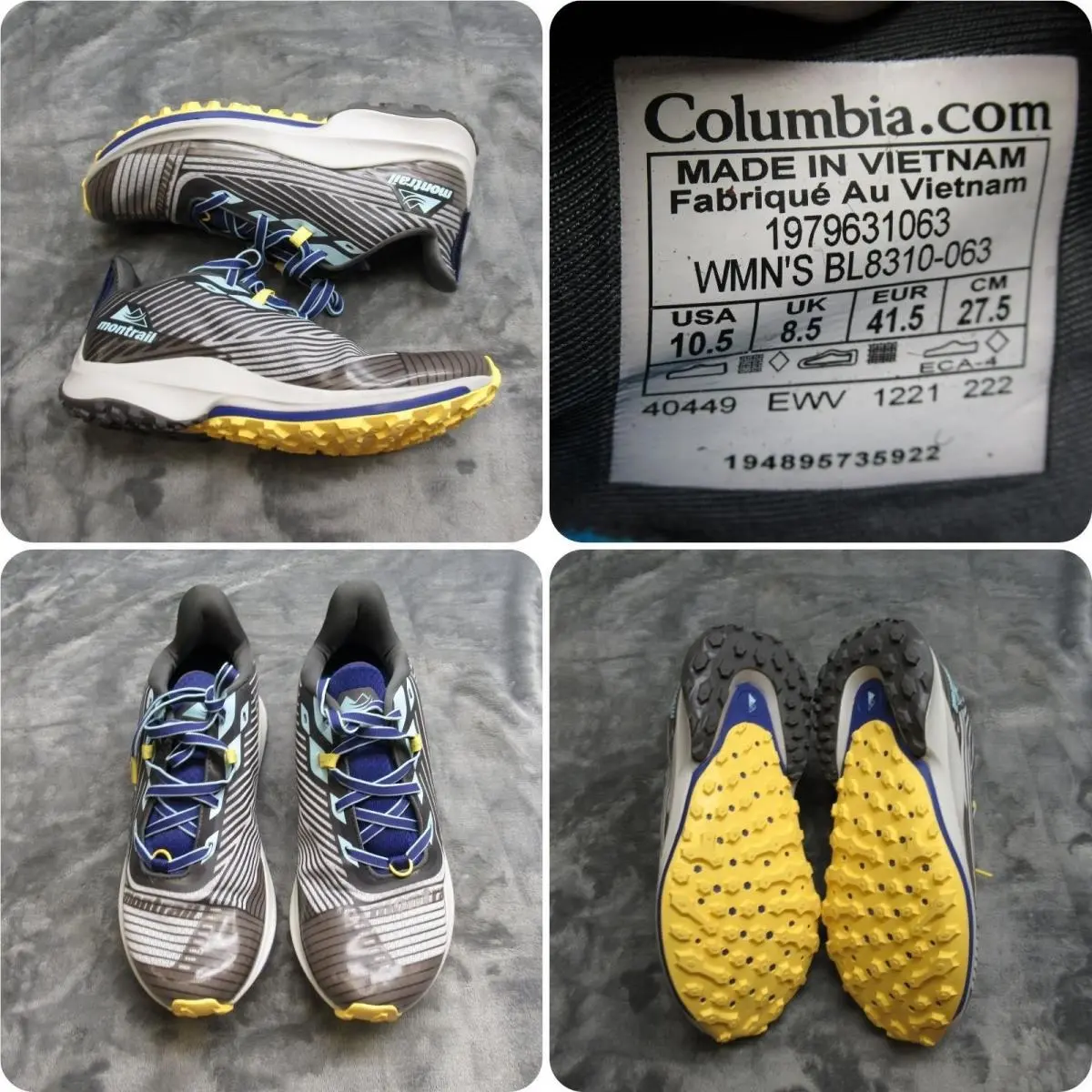 Columbia Running Shoes Womens 10.5 Gray Blue Trinity AG Montrail Trail