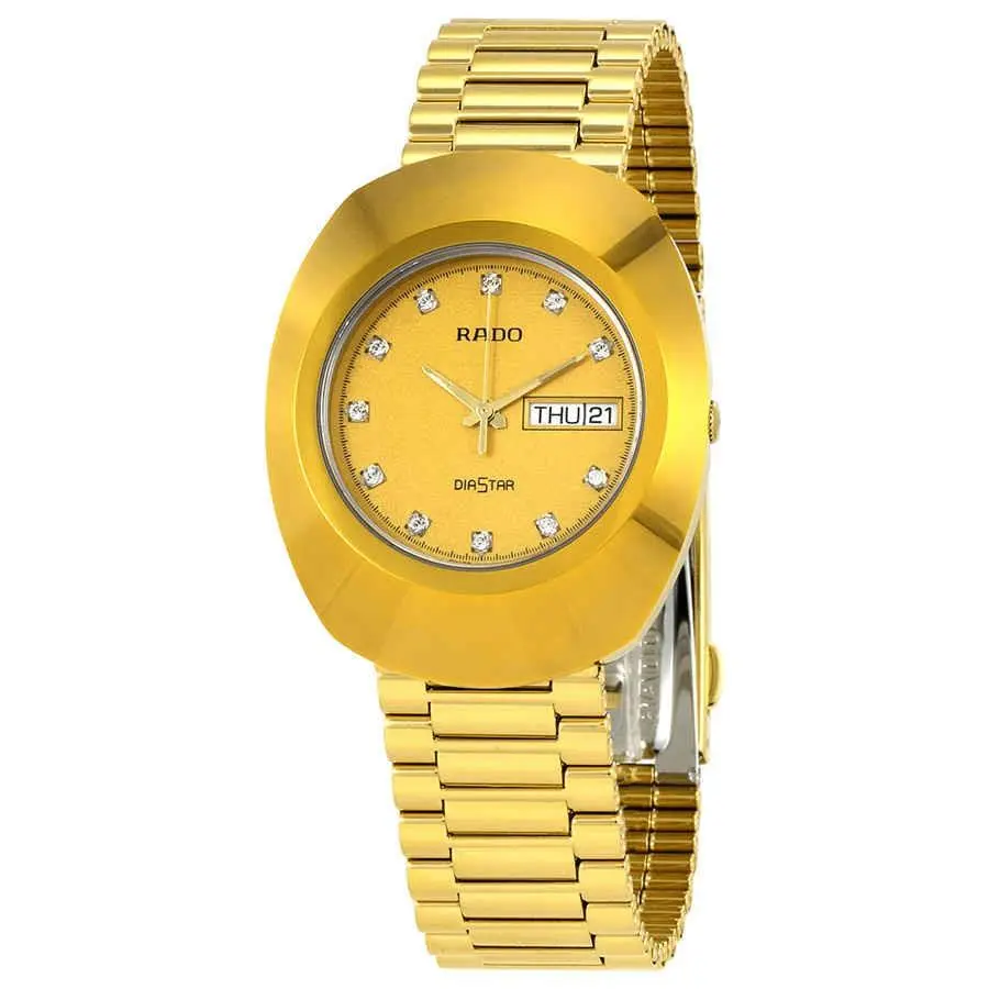 Diastar Quartz Diamond Gold Dial Men`s Watch R12393633 by Rado