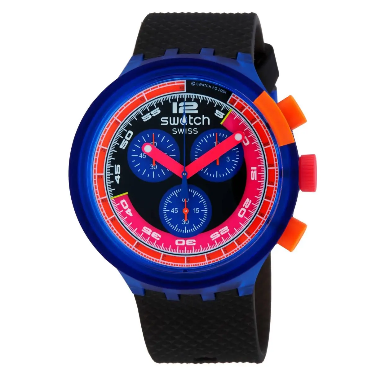 Swatch Neon Party To The Max Chronograph Quartz Black Dial Watch SB06N102