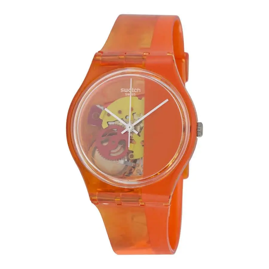 Swatch Bloody Orange Skeleton Dial Orange Plastic Unisex Watch GO116