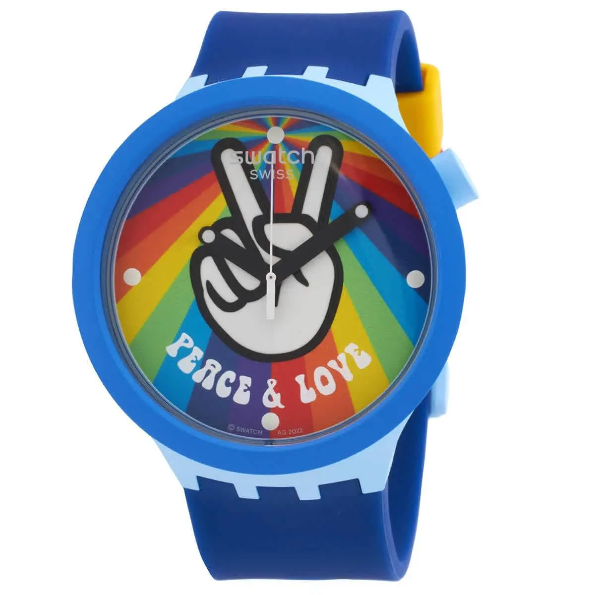 Swatch SB03N105 Peace Hand Love Multicolored Dial 47 mm Men`s Watch