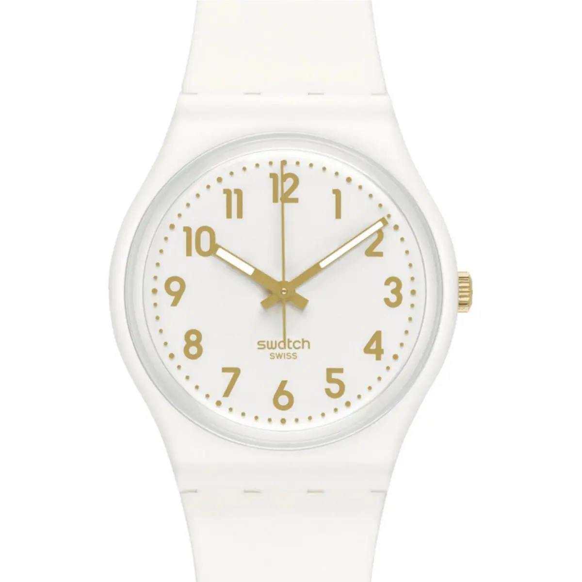 Swatch Women`s Watch Classic White Bishop Quartz White Dial Strap SO28W106-S14