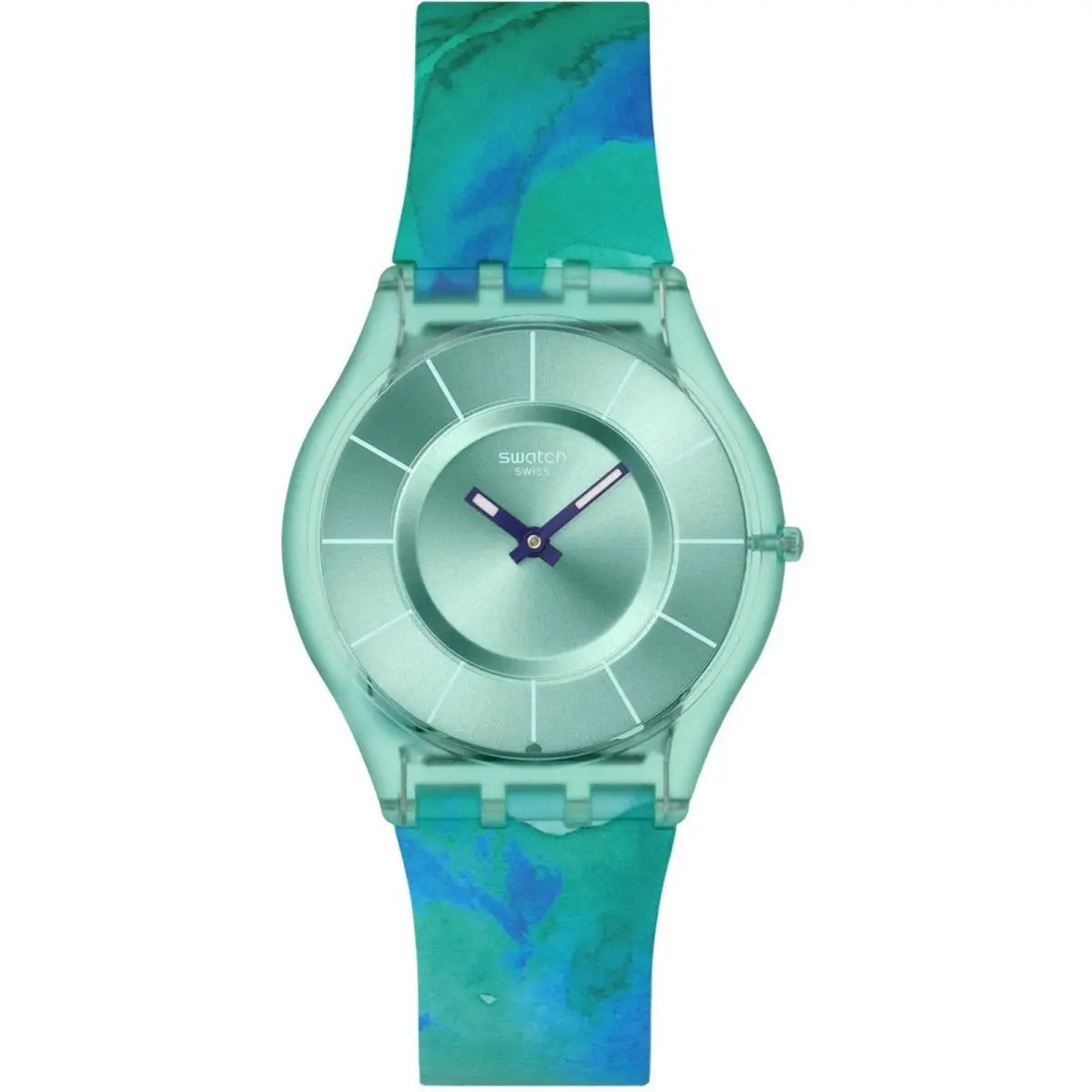 Unisex Watch Paradise Mist Quartz Turquoise Dial Silicone Strap SS08G111 by Swatch