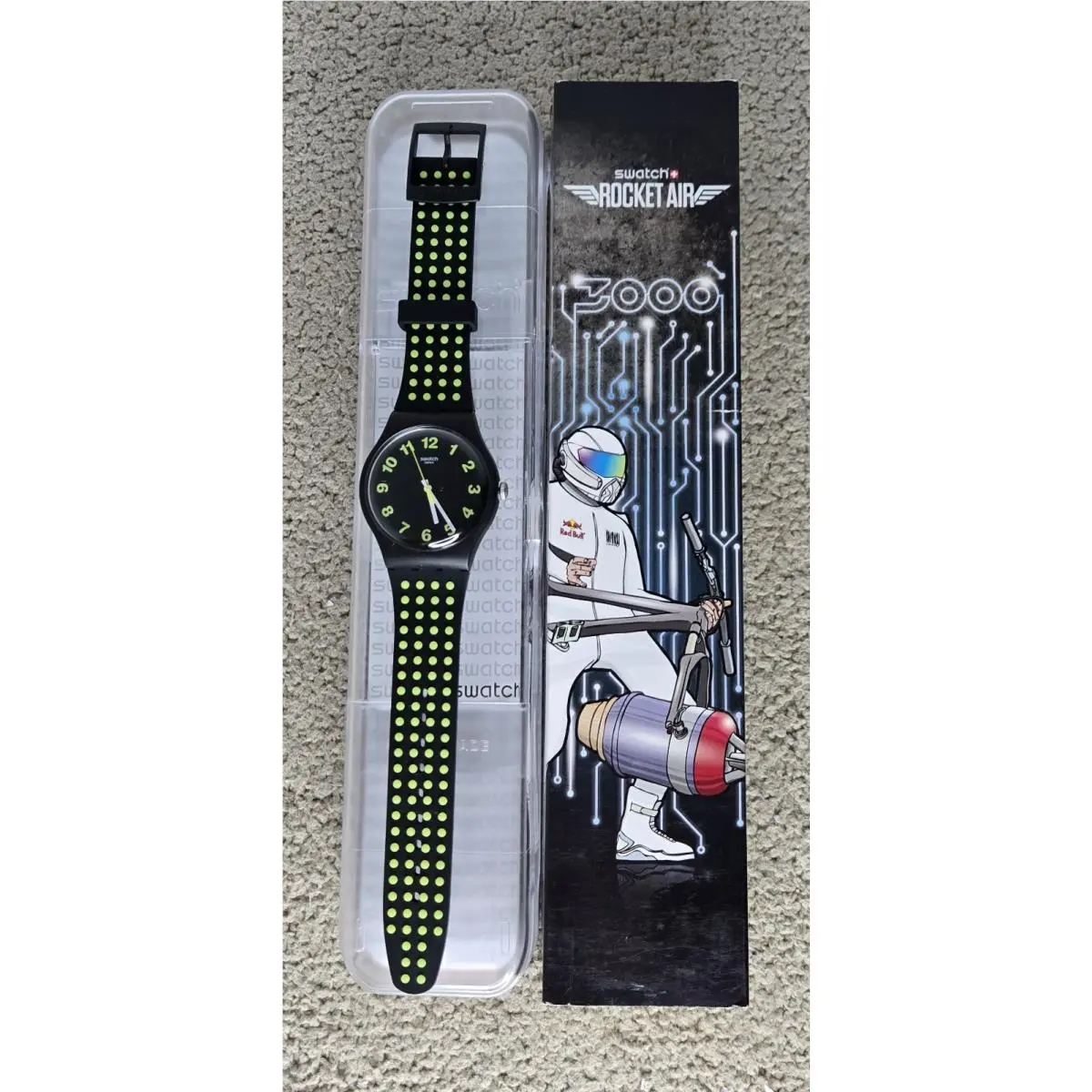 Swatch Punti Gialli Rocket Air SUOB147 Glow In The Dark Autograph Sam Pilgrim