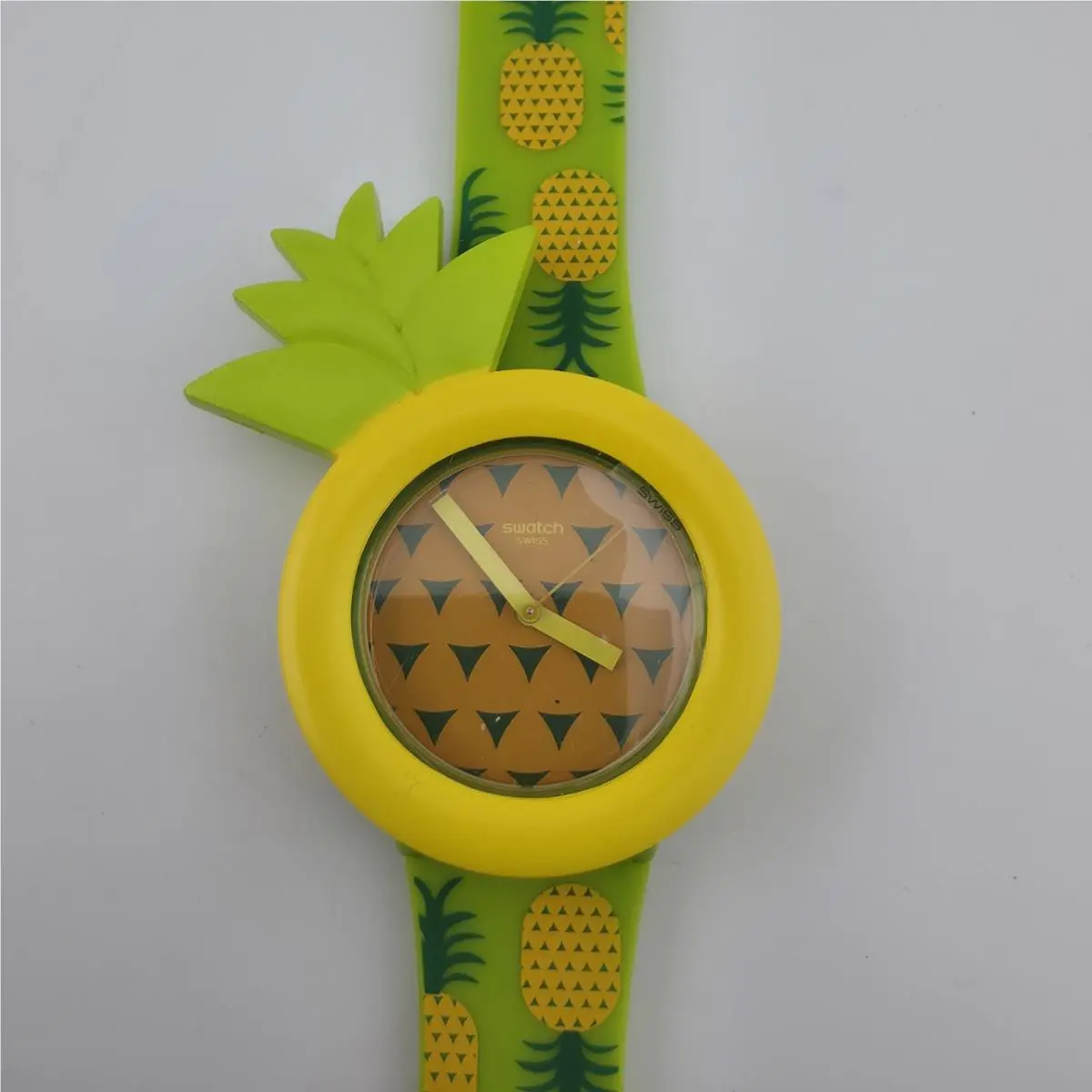 Swatch Originals Exotic Taste Pineapple Watch Green Strap Removable Bezel
