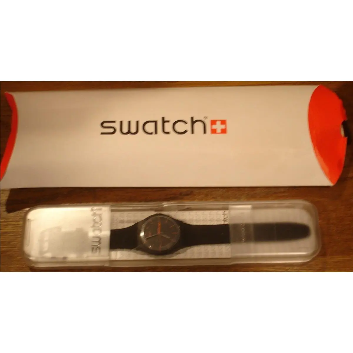 Swatch Watch Dark Rebel SUOB704 Day Date Swiss Orange Black Limited Edition