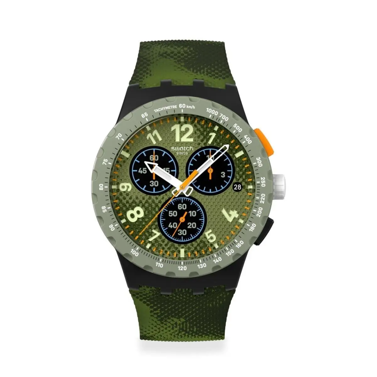 Chrono 42 Unisex Casual Watch Polymer Green Quartz Water by Swatch