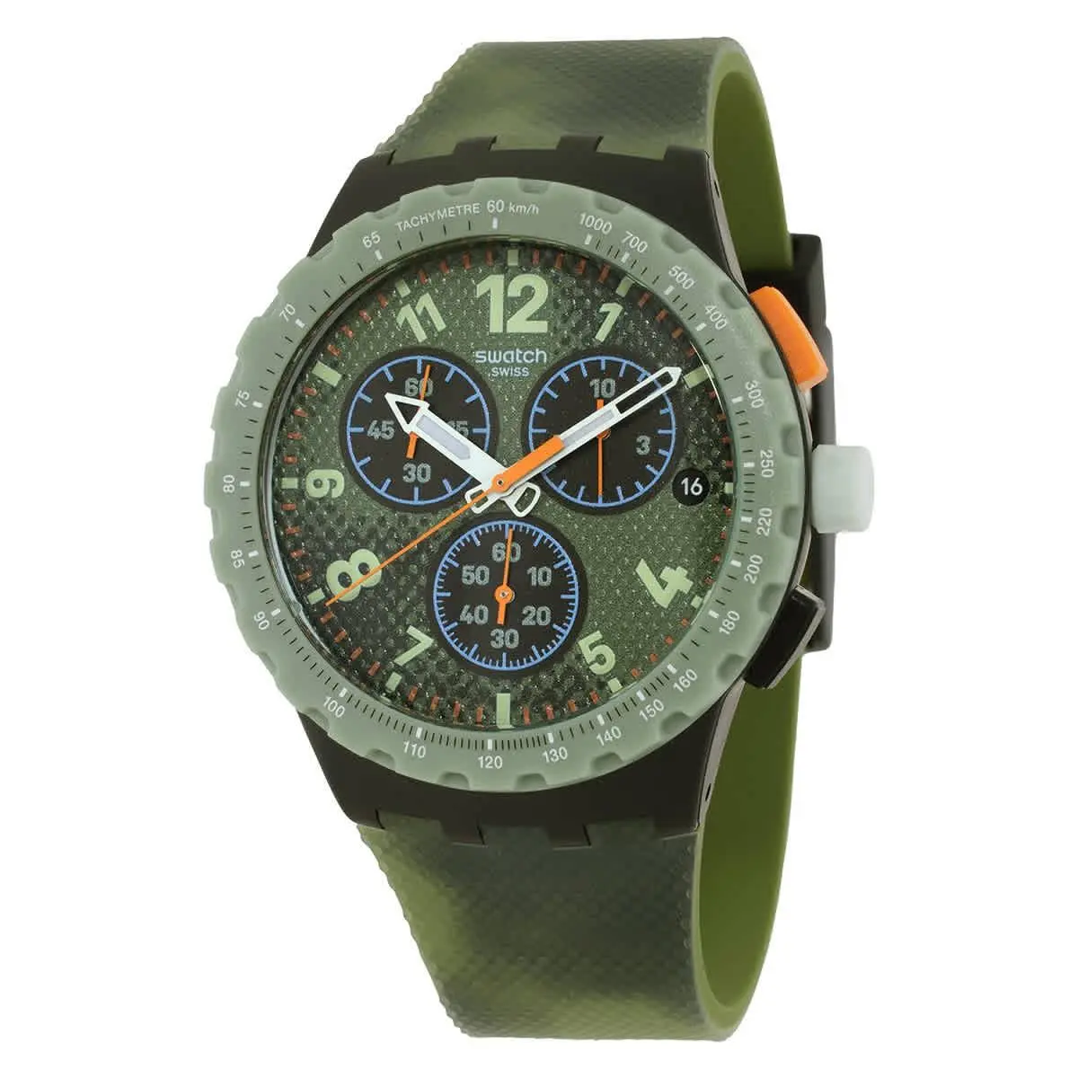 Swatch Midday Camo Chronograph Quartz Green Dial Watch SUSB423