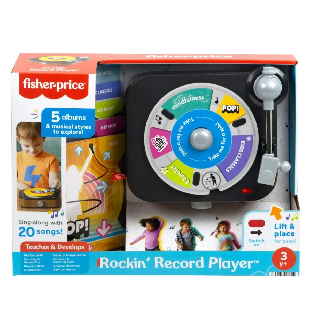 Fisher-price Rockin’ Record Player Musical Toy Toddler Turntable 5 Records