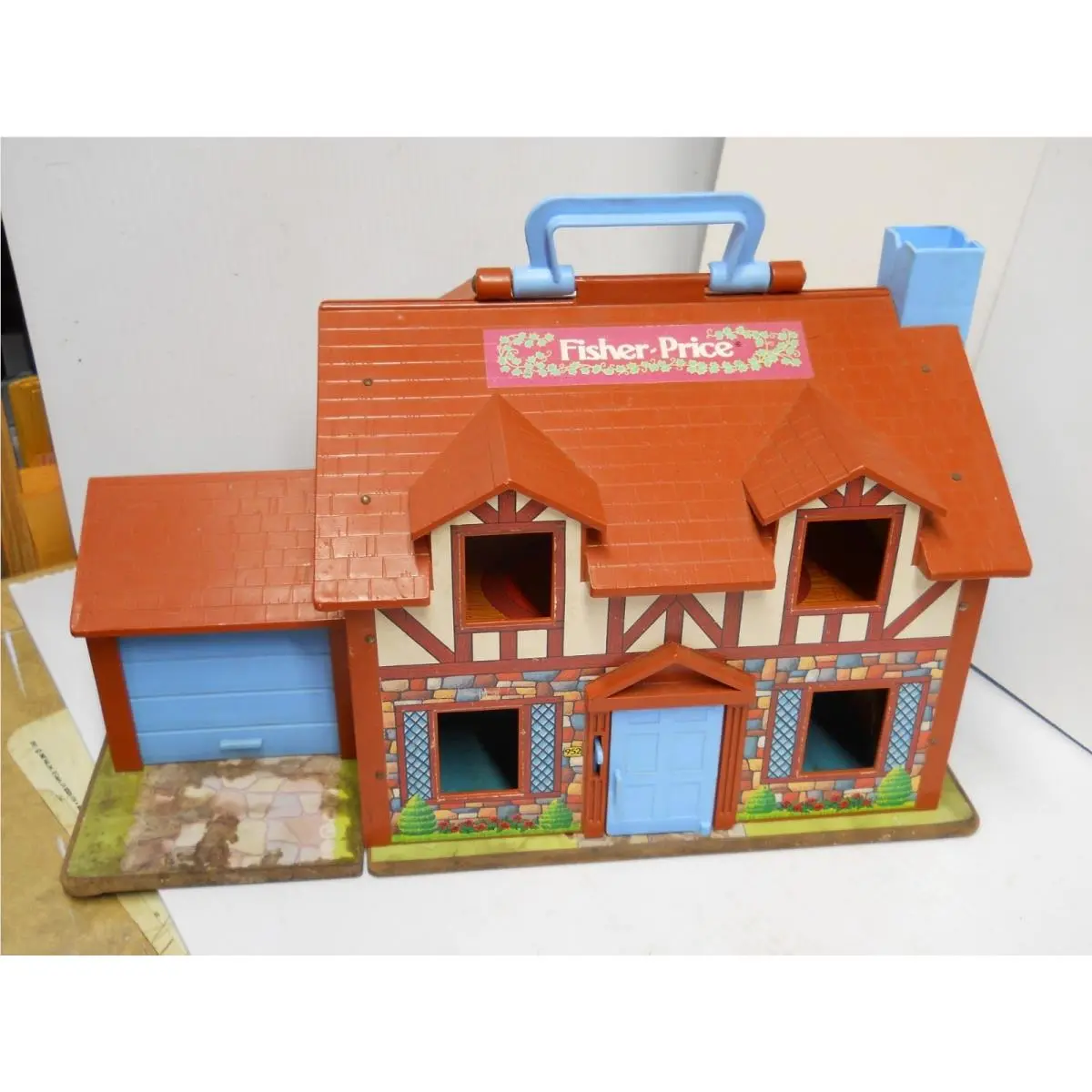 Vintage Fisher Price Little People Play Family Brown Tudor House 952 Toy