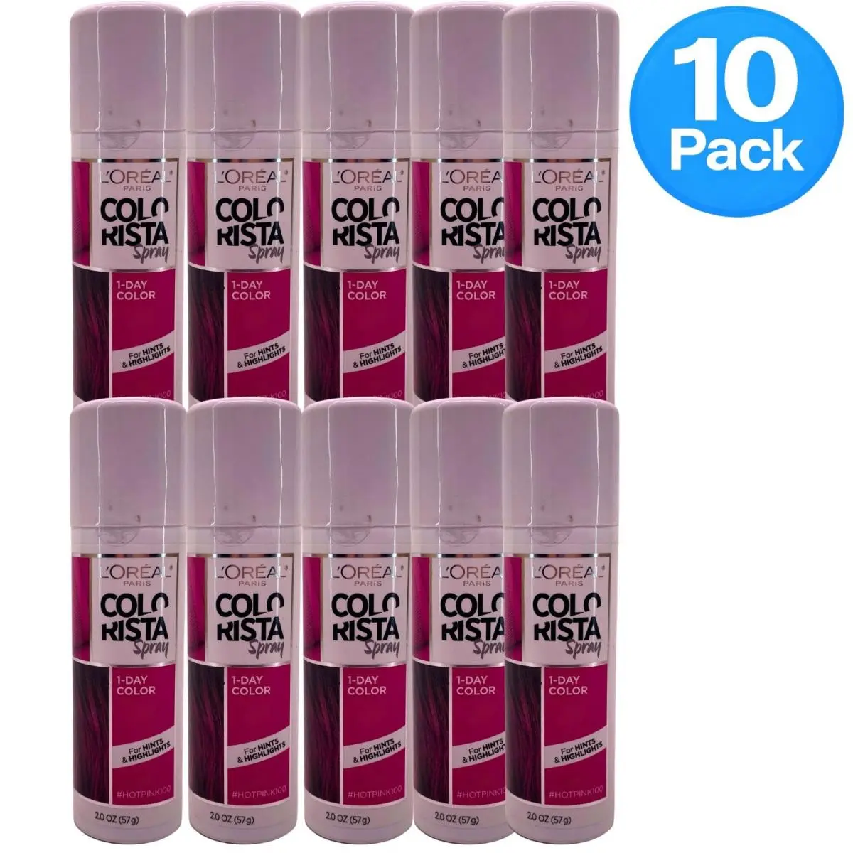 L`oreal Paris Colorista Spray Hot Pink 100 2oz 10 Pack