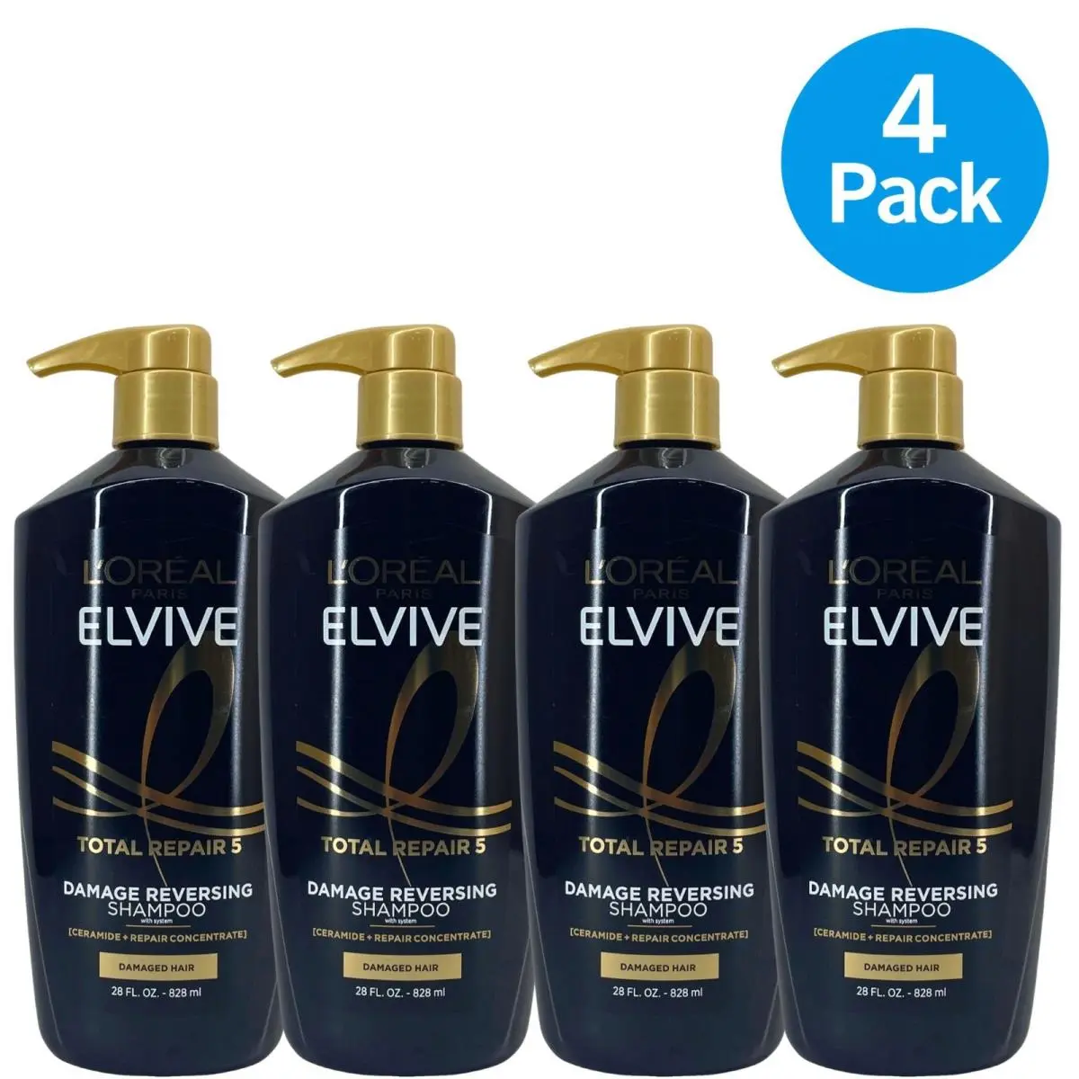 L`oreal Elvive Total Repair 5 Damage Reversing Shampoo 28 oz 4 Pack by L'Oréal