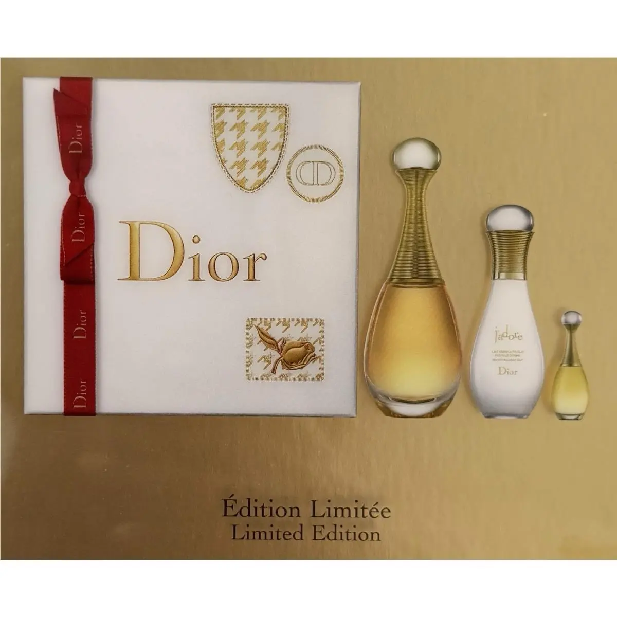 Dior 3-pc Set Jadore Eau De Parfum 3.4 Oz 0.17 Oz Body Milk 2.5 Oz Limited