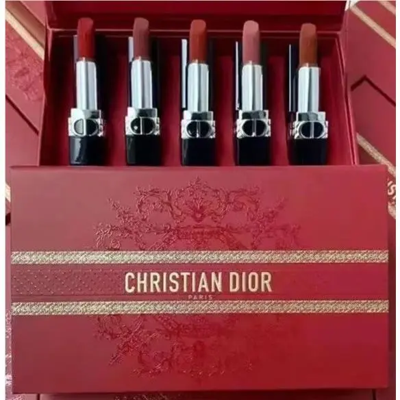 Dior 5pc Mini Lipstick Set Red Shades Stick Red Limited Edition Box
