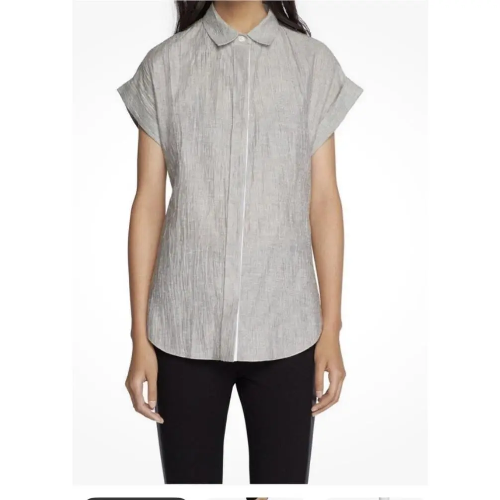 Rag Bone Ara Tie Back Short Sleeve Button Front Top Black White Stripe S