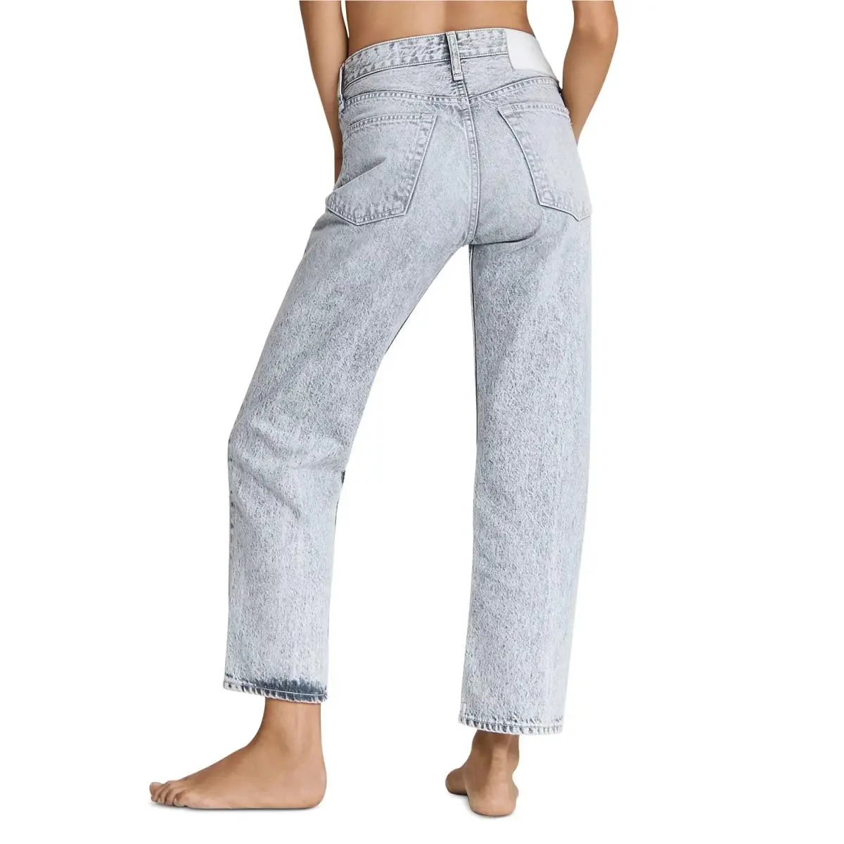 Womens Designer Rag Bone Maya HR Slim Jeans Acid Gray White 32