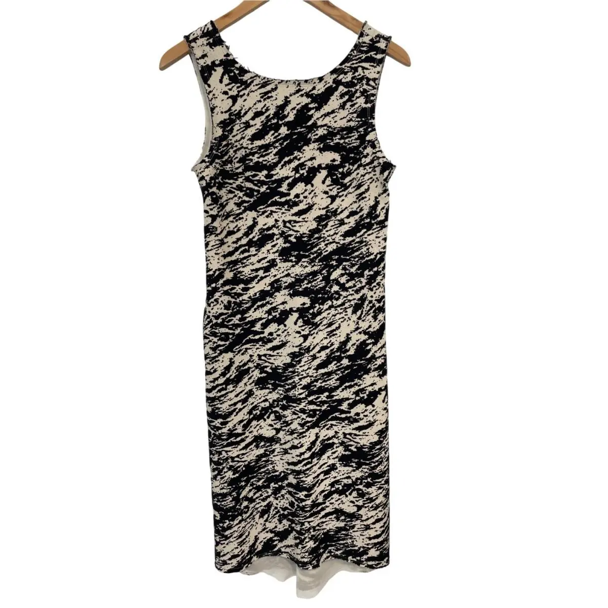 Rag Bone York Midi Dress Size 4 Printed Sleeveless V Neck Hi Low Wool