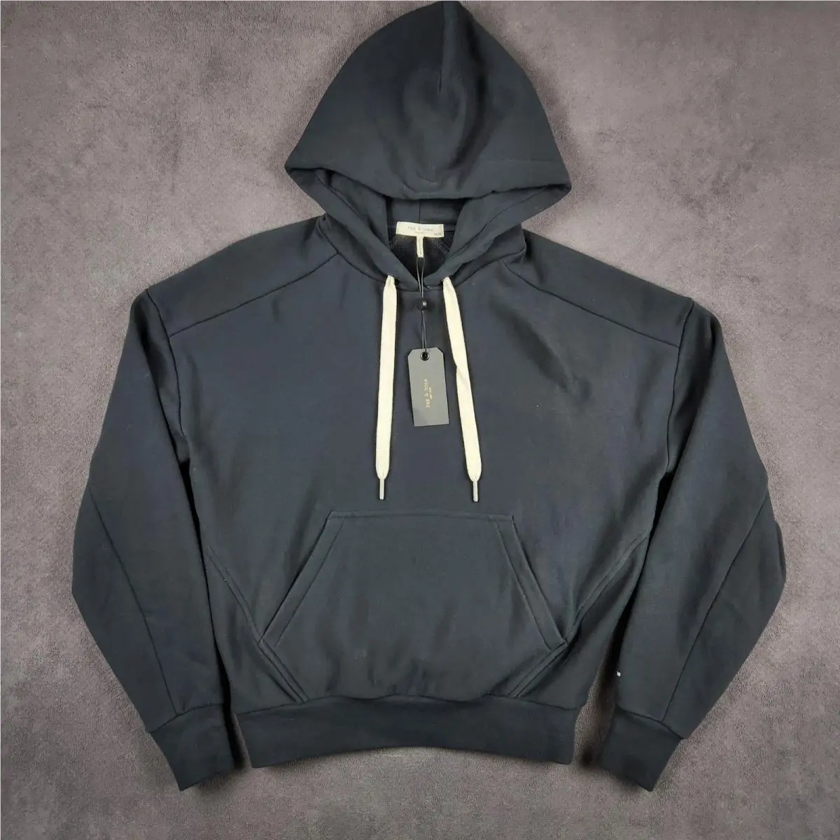 Rag Bone City Terry Hoodie Womens XS Black Organic Cotton Pullover