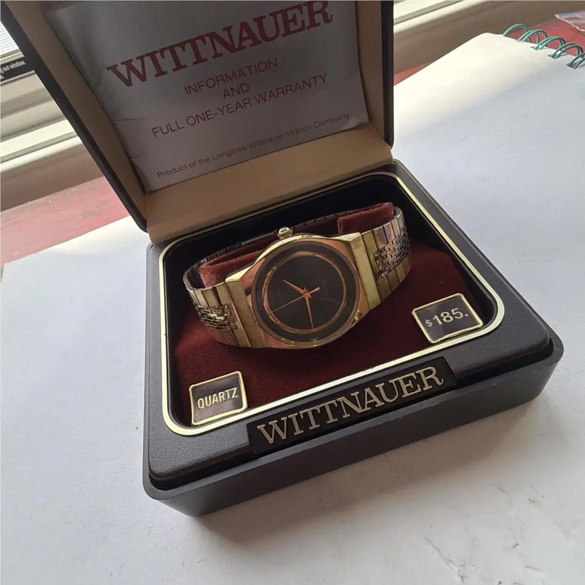 Mens 33mm Swiss Dress Watch Nos Full Set Box Papers Gold Tone Classic by Wittnauer