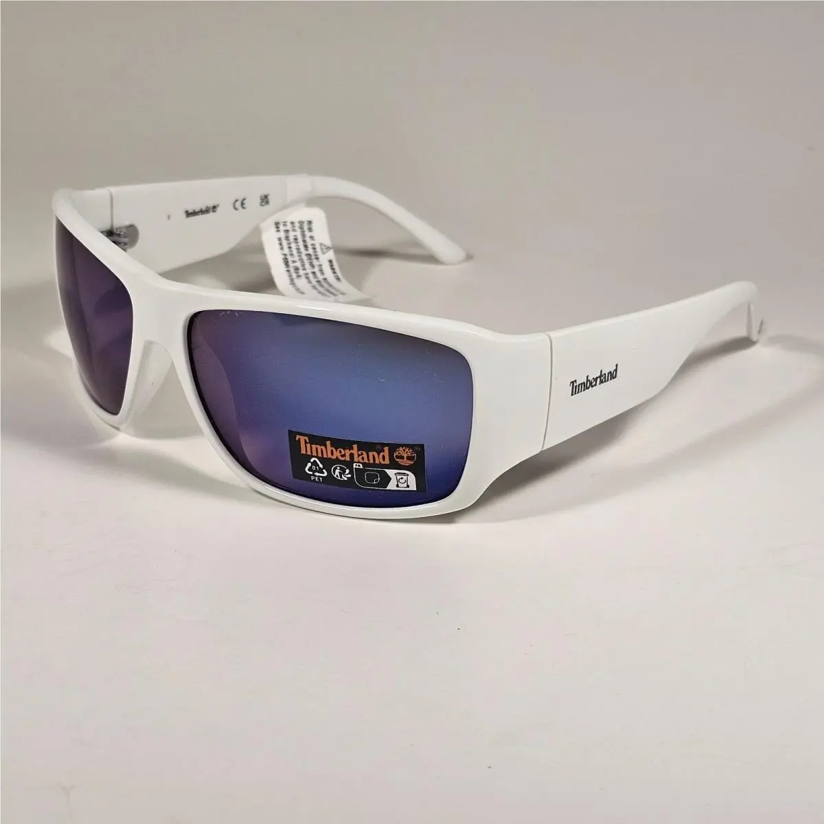 TB7292 21C Sport Wrap Sunglasses White Frame Blue Mirror Lens 62mm by Timberland